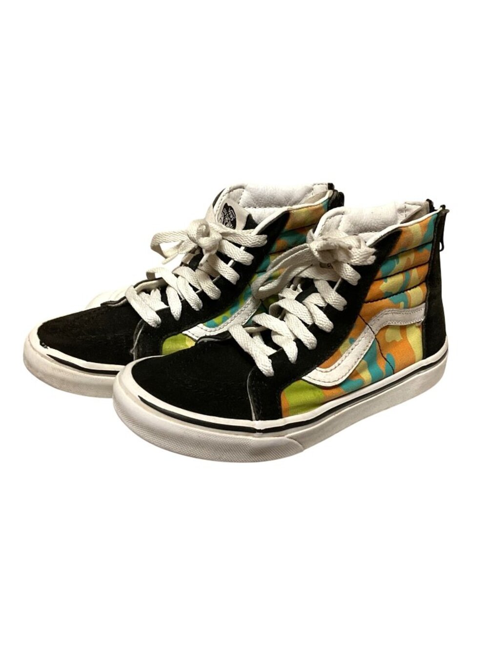 Vans Sk8 Hi Pop Camo Rear Zippers Sneakers Sz 2.5 Youth High Tops Canvas Suede
